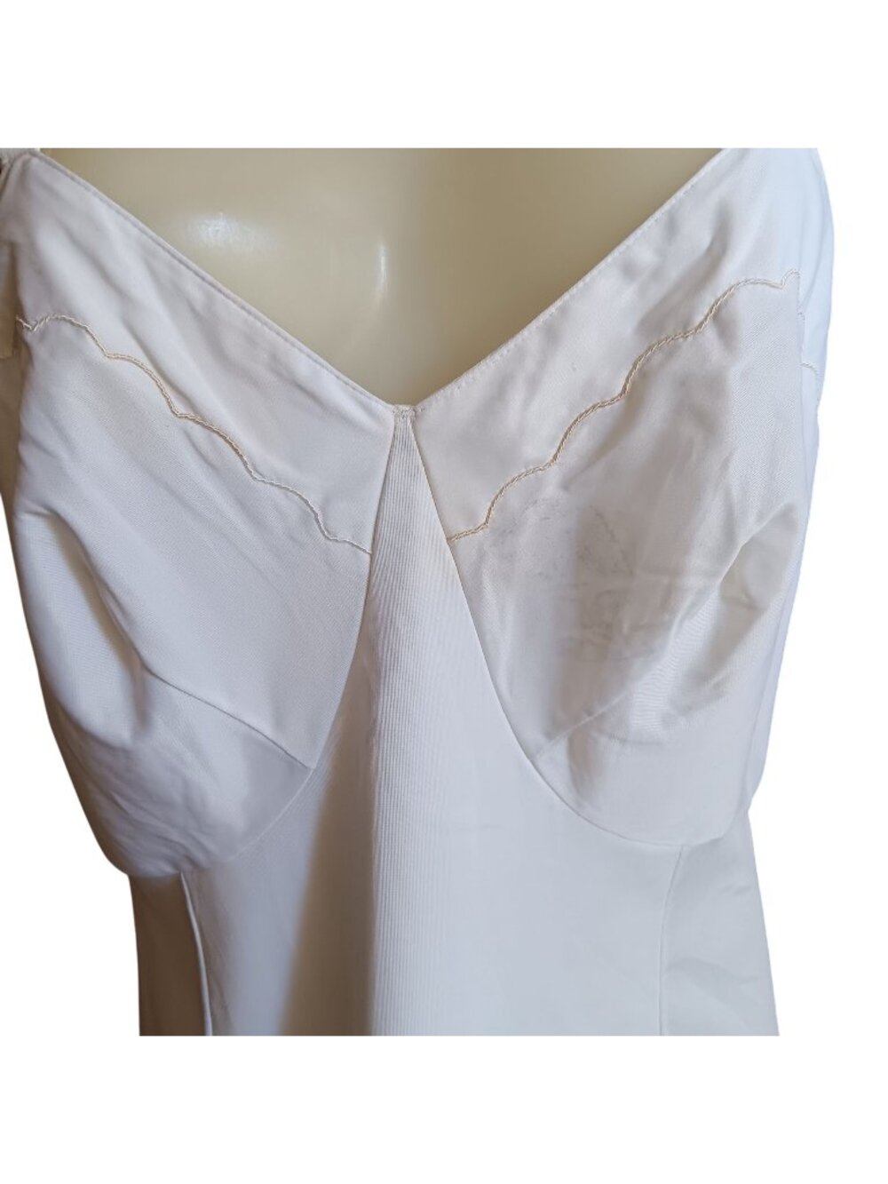 Nylon Slip Dress Size 38 M Vintage Sears Short White Adjustable Straps 1960's